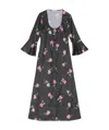 Ganni Floral-print Crinkled Midi Dress In Black