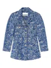 Ganni Jeansjacke Mit Blumen-print In Blue