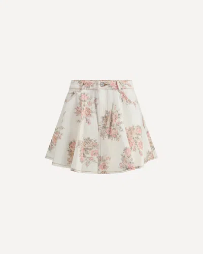 GANNI FLORAL PRINT DENIM MINISKIRT