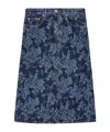 Ganni Lazer Cotton Denim Midi Skirt In Blue