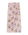 Ganni Silk-blend Printed High-rise Midi Skirt In Pink