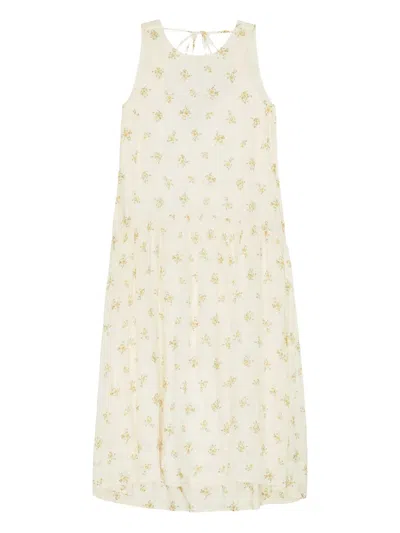 Ganni Floral-print Dress In White