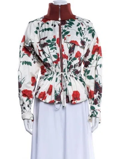 Pre-owned Ganni Floral Print Evening Jacket In Neutral