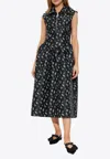 Ganni Womens Floral Jacquard Sleeveless Woven Midi Dress Black