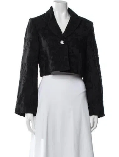 Pre-owned Ganni Floral Print Jacket In Black