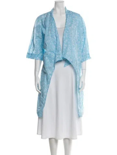 Pre-owned Ganni Floral Print Jacket In Blue