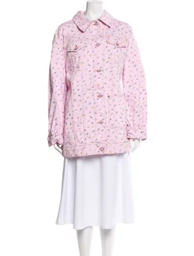 Pre-owned Ganni Floral Print Jacket In Pink