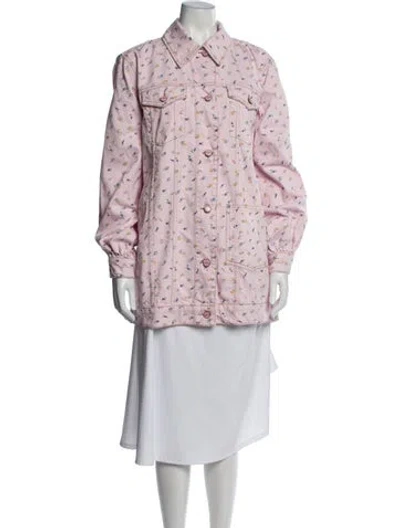 Pre-owned Ganni Floral Print Jacket In Pink