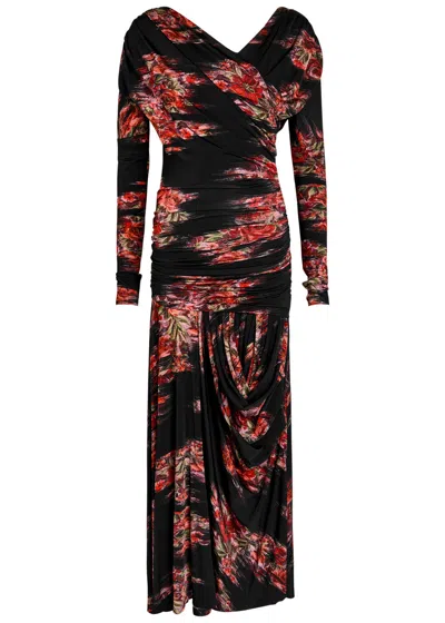 GANNI GANNI FLORAL-PRINT JERSEY MAXI DRESS
