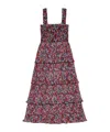 Ganni Red Pleated Georgette Flounce Smock Midi Dress In Red