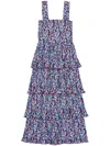 Ganni Multicolor Polyester Dress In Blue