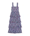 Ganni + Net Sustain Tiered Pleated Floral-print Recycled-georgette Midi Dress In Blue