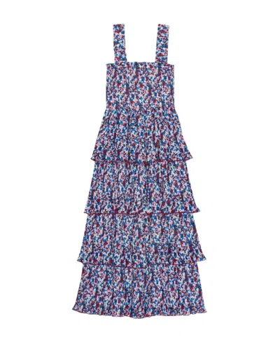 GANNI GANNI PLEATED GEORGETTE FLOUNCE SMOCK MIDI DRESS