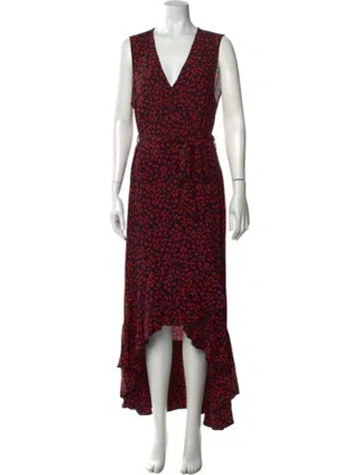 Pre-owned Ganni Floral Print Long Dress In Black