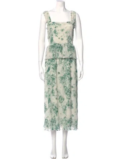Pre-owned Ganni Floral Print Long Dress In Multi
