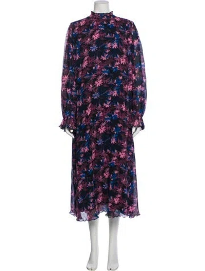 Pre-owned Ganni Floral Print Long Dress In Multi