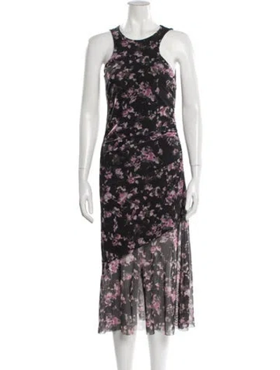 Pre-owned Ganni Floral Print Long Dress In Multi