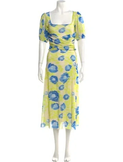 Pre-owned Ganni Floral Print Long Dress In Multi