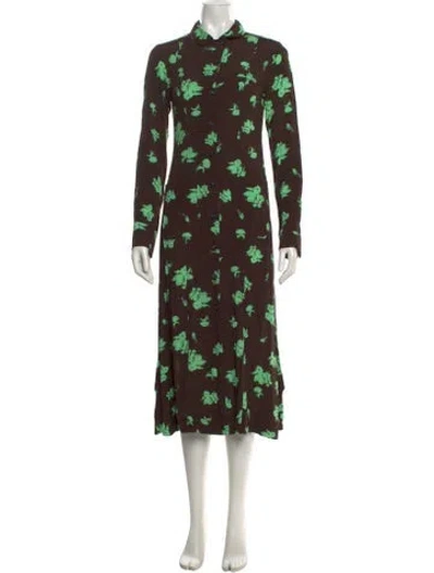 Pre-owned Ganni Floral Print Long Dress In Multi