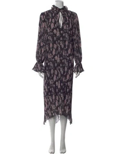 Pre-owned Ganni Floral Print Long Dress In Multi