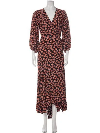 Pre-owned Ganni Floral Print Long Dress In Multi