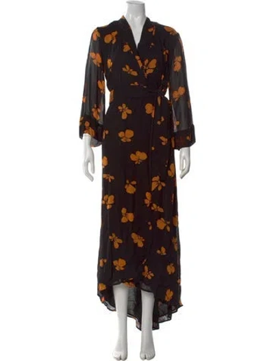 Pre-owned Ganni Floral Print Long Dress In Multi