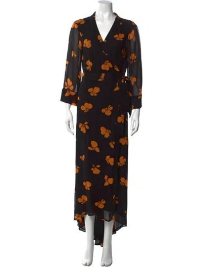 Pre-owned Ganni Floral Print Long Dress In Multi