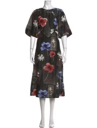 Pre-owned Ganni Floral Print Long Dress In Multi