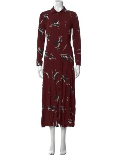 Pre-owned Ganni Floral Print Long Dress In Multi