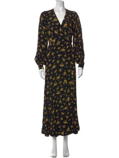 Pre-owned Ganni Floral Print Long Dress In Multi