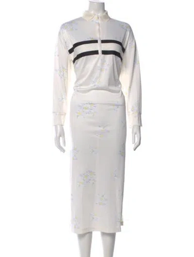 Pre-owned Ganni Floral Print Long Dress In Neutral