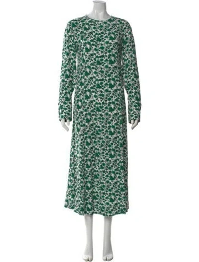 Pre-owned Ganni Floral Print Long Dress In Neutral