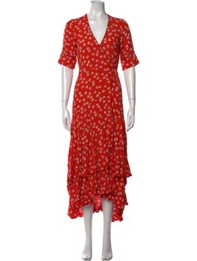 Pre-owned Ganni Floral Print Long Dress In Orange