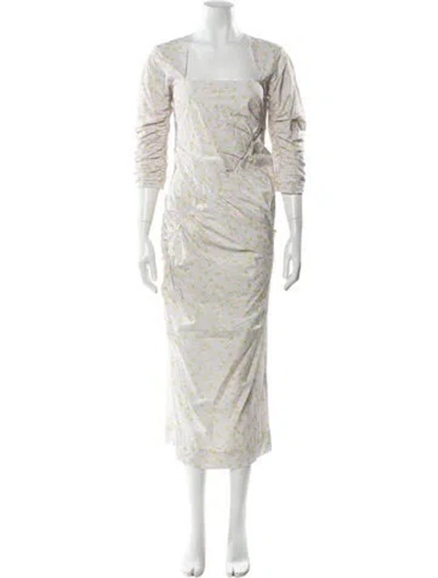 Pre-owned Ganni Floral Print Long Dress In Pink