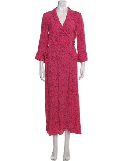 Pre-owned Ganni Floral Print Long Dress In Pink