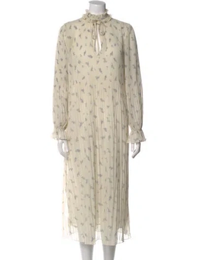 Pre-owned Ganni Floral Print Long Dress In Yellow