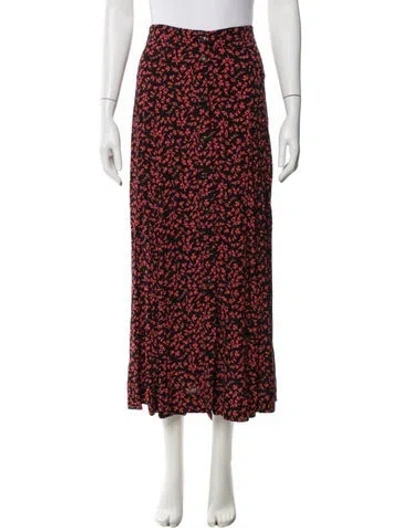 Pre-owned Ganni Floral Print Long Skirt In Black