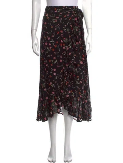 Pre-owned Ganni Floral Print Long Skirt In Black