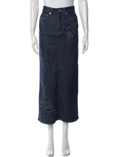 Pre-owned Ganni Floral Print Long Skirt In Blue