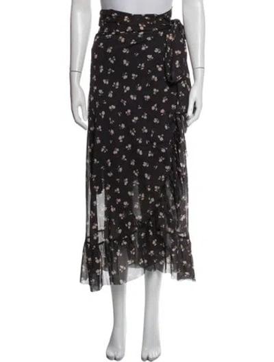 Pre-owned Ganni Floral Print Long Skirt In Blue