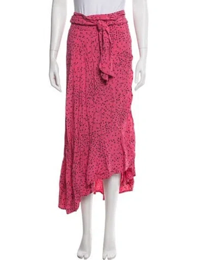 Pre-owned Ganni Floral Print Long Skirt In Pink