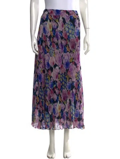 Pre-owned Ganni Floral Print Long Skirt In Purple