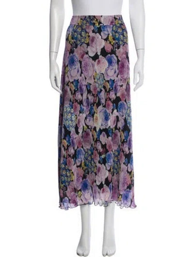 Pre-owned Ganni Floral Print Long Skirt W/ Tags In Purple