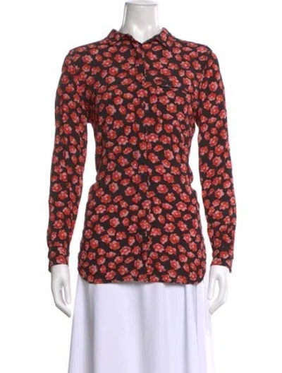 Pre-owned Ganni Floral Print Long Sleeve Blouse In Black