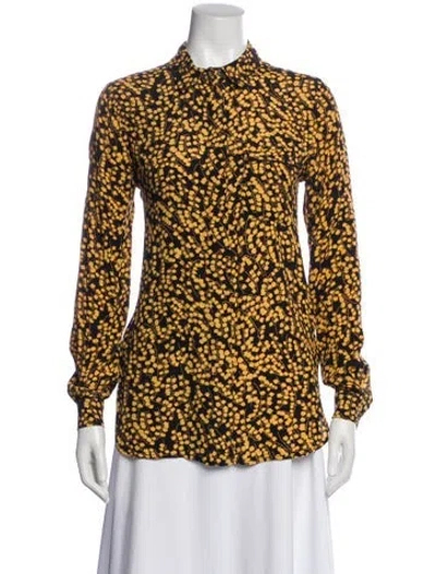 Pre-owned Ganni Floral Print Long Sleeve Blouse In Multi