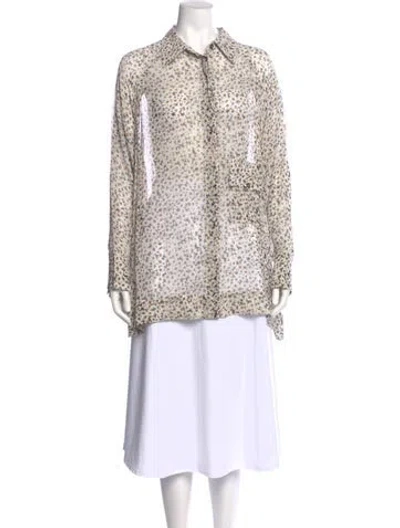 Pre-owned Ganni Floral Print Long Sleeve Blouse In Multi