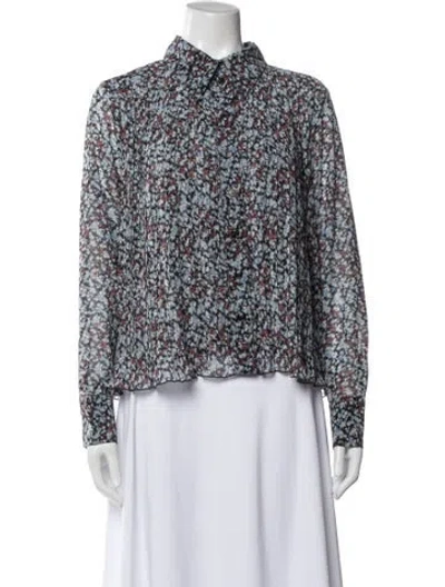 Pre-owned Ganni Floral Print Long Sleeve Blouse In Multi