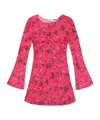 Ganni Printed Satin Mini Dress Raspberry Wine In Red