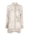 Ganni Floral-print Long-sleeve Shirt In White
