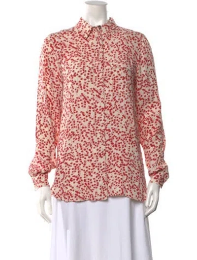Pre-owned Ganni Floral Print Long Sleeve Top In Orange